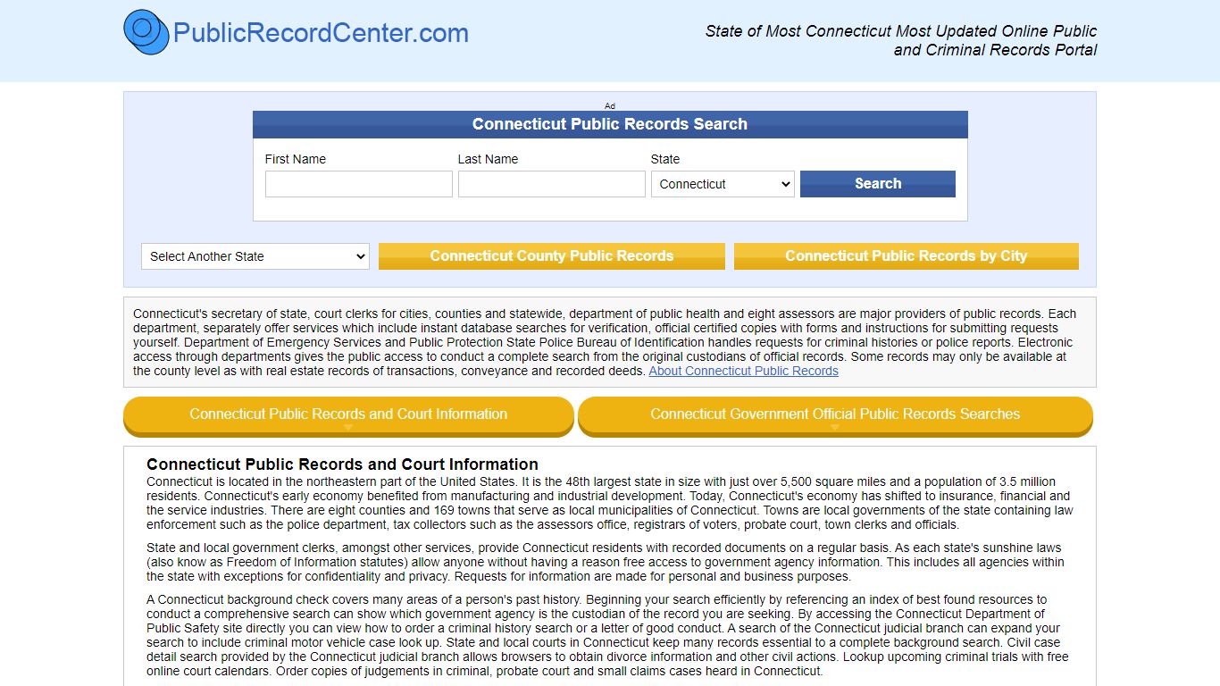 Connecticut Free Public Records, Criminal Records And Background Checks